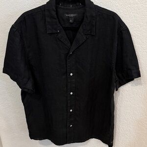 Banana Republic Black Linen Button Down Shirt, Size Large
